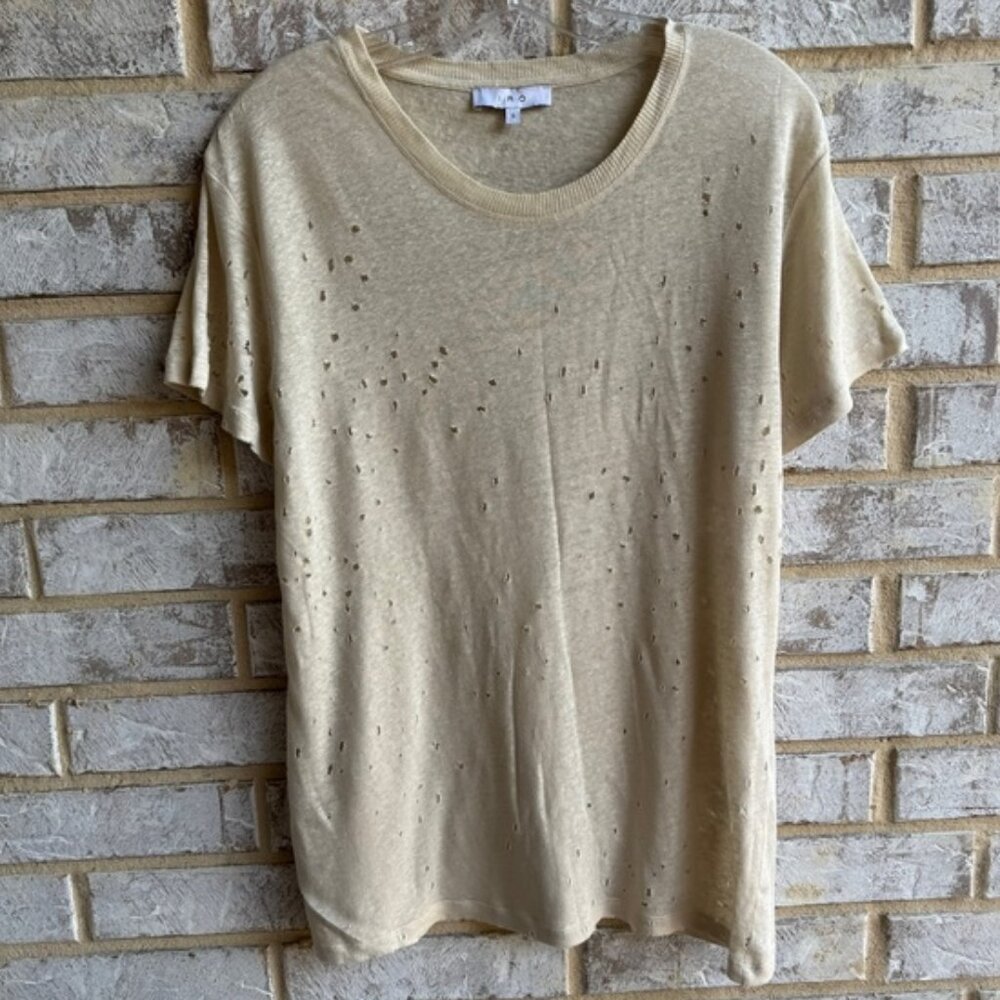 IRO Distressed 100% Linen Clay Short Sleeve T-Shirt Women's Size S